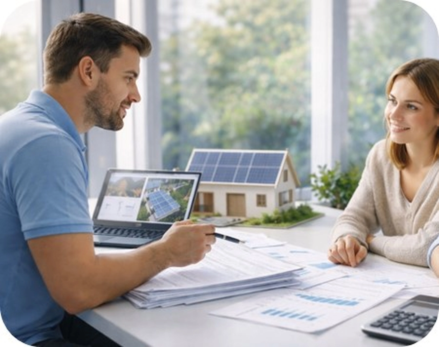 SmaWo GmbH - Ein Mann installiert Sonnenkollektoren auf einem Dach