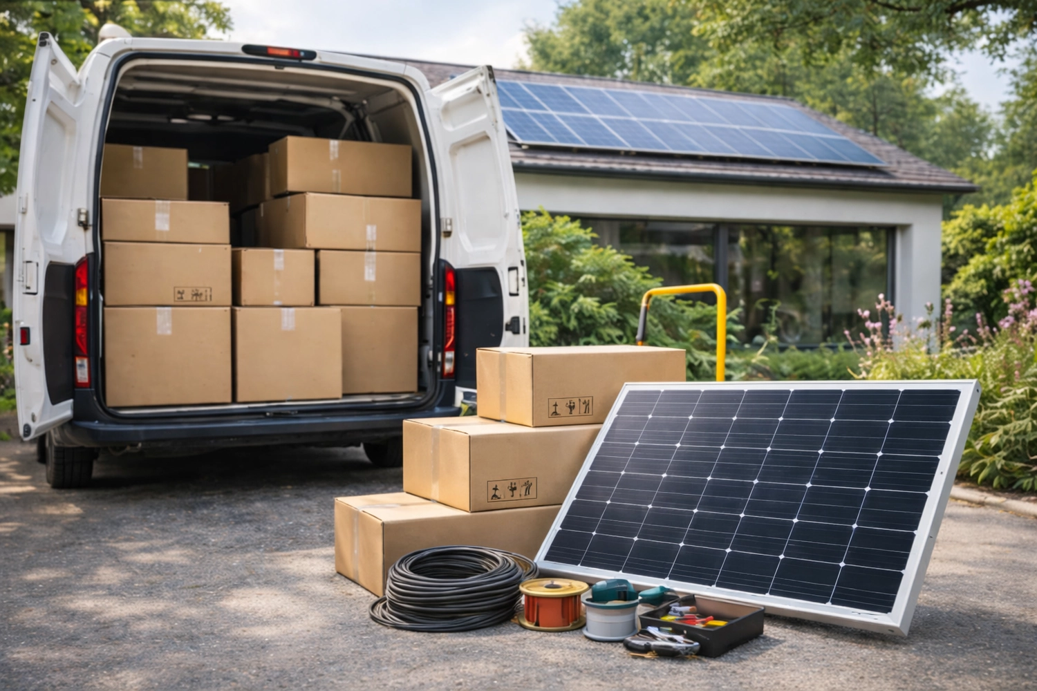 SmaWo GmbH - Ein Mann installiert Sonnenkollektoren auf einem Dach