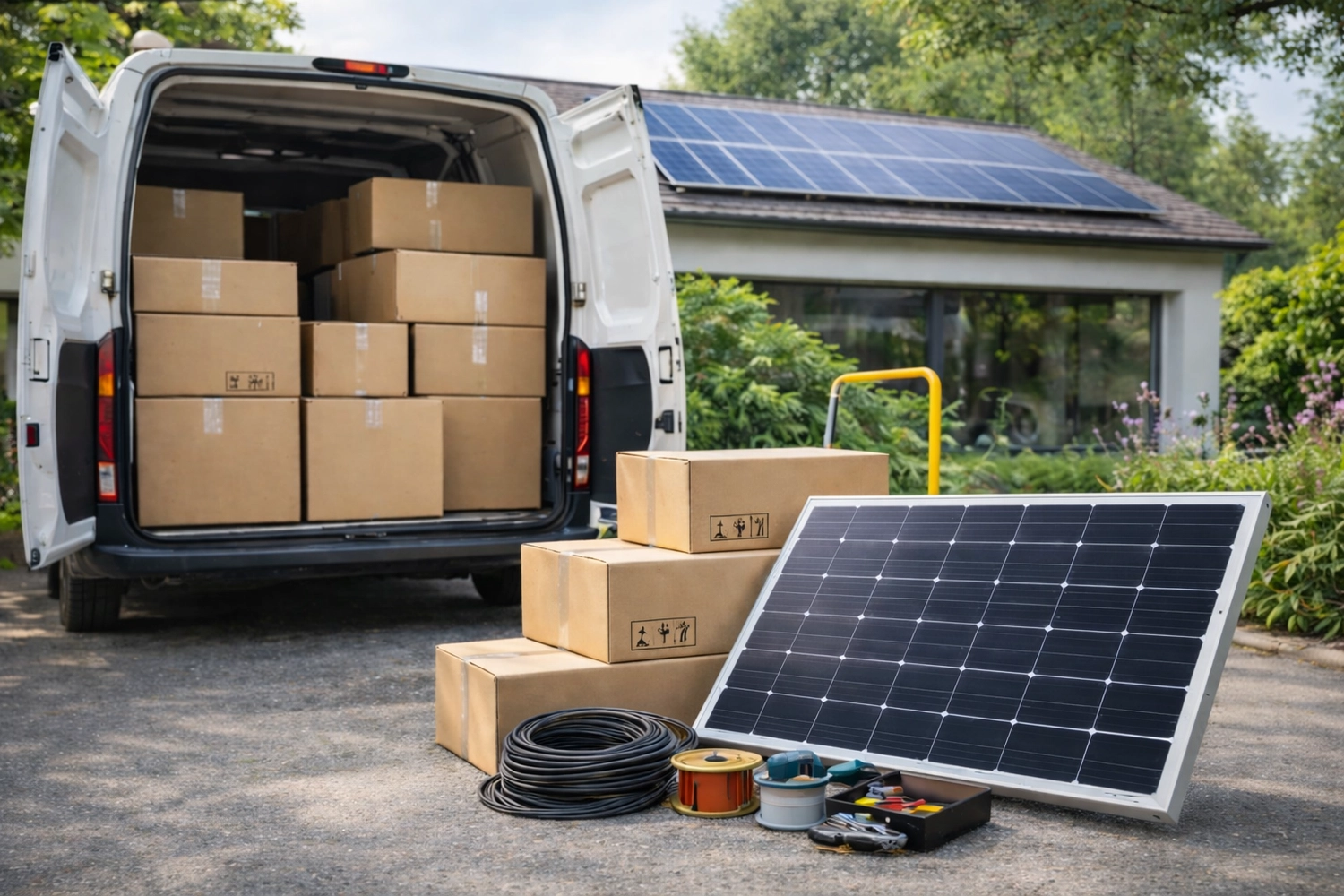 SmaWo GmbH - Ein Mann installiert Sonnenkollektoren auf einem Dach